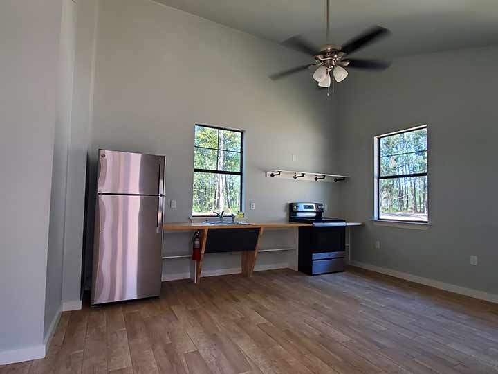 Cabin interior at Fireside RV Resort in Robert, Louisiana