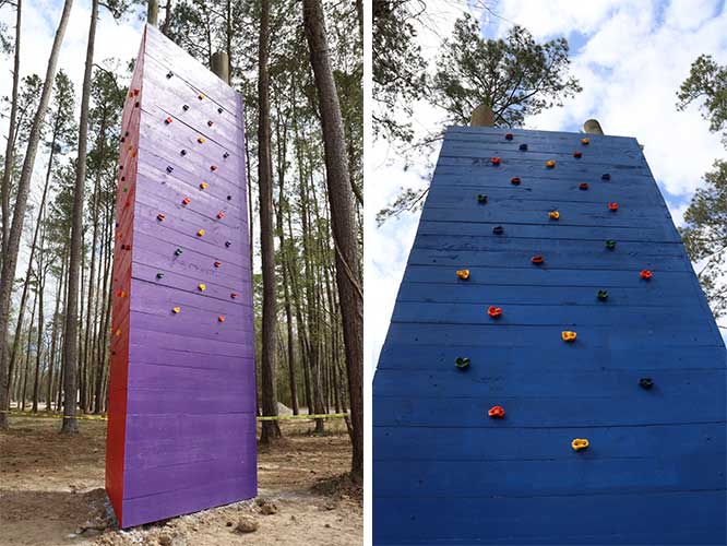 Rock climbing wall at Fireside RV Resort is open 7 days a week during summer season.