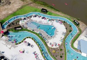 Live music near lazy river at Fireside RV Resort campground in Robert, Louisiana