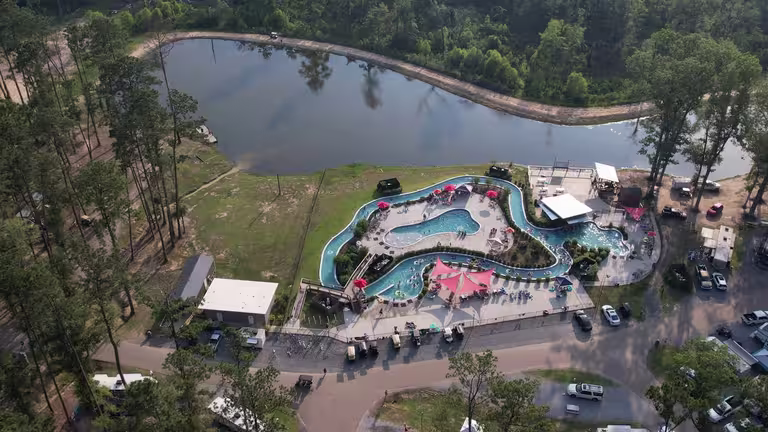 Aerial view of Fireside RV Resort near New Orleans on the Louisiana Northshore