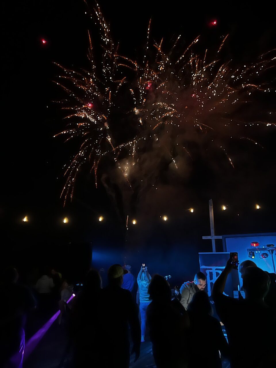 Fireworks over guests at Fireside RV Resort in Ponchatoula, Louisiana